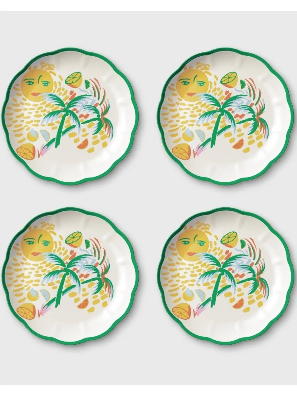 4pc Vacation Melamine Salad Plates Yellow/Green - Roller Rabbit x Target